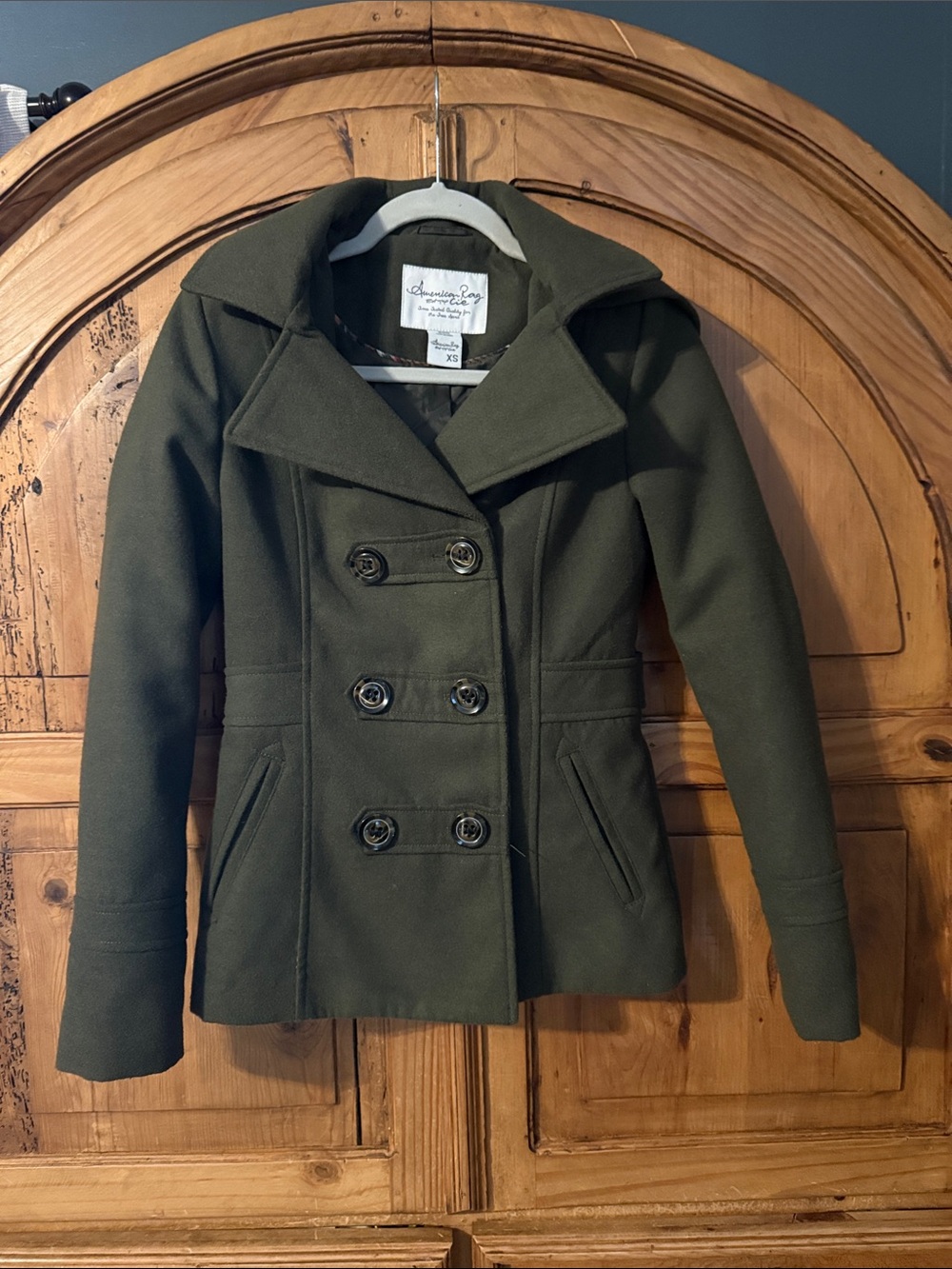 American Rag Olive Green Double-Breasted Peacoat